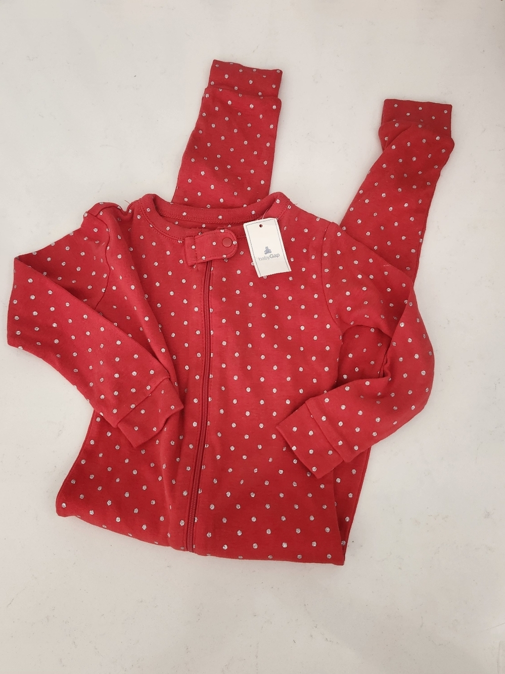 Baby GAP Toddler Girl Polk-a-dot Red Sliver Footless Pajamas 2T
